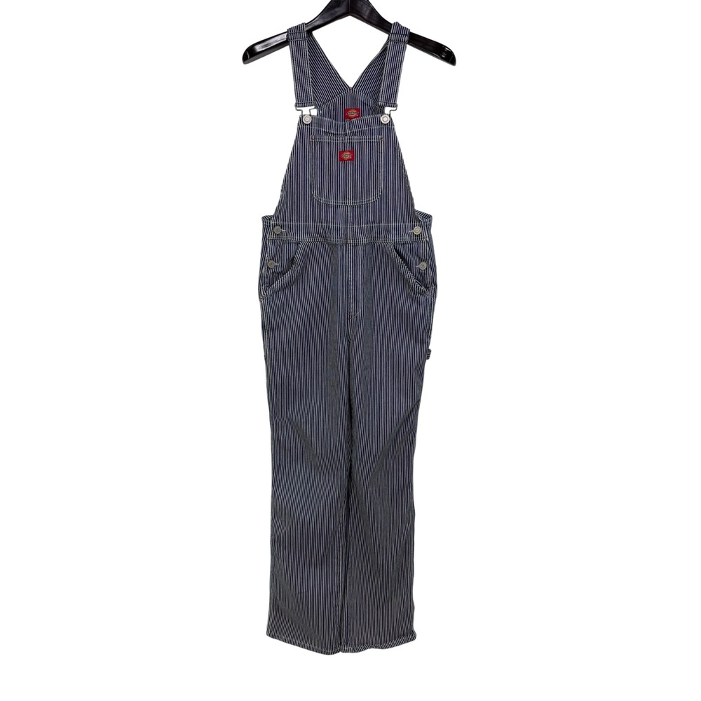 Dickies Girl Hickory Stripe Overalls Blue White Workwear Bibs Size M Western